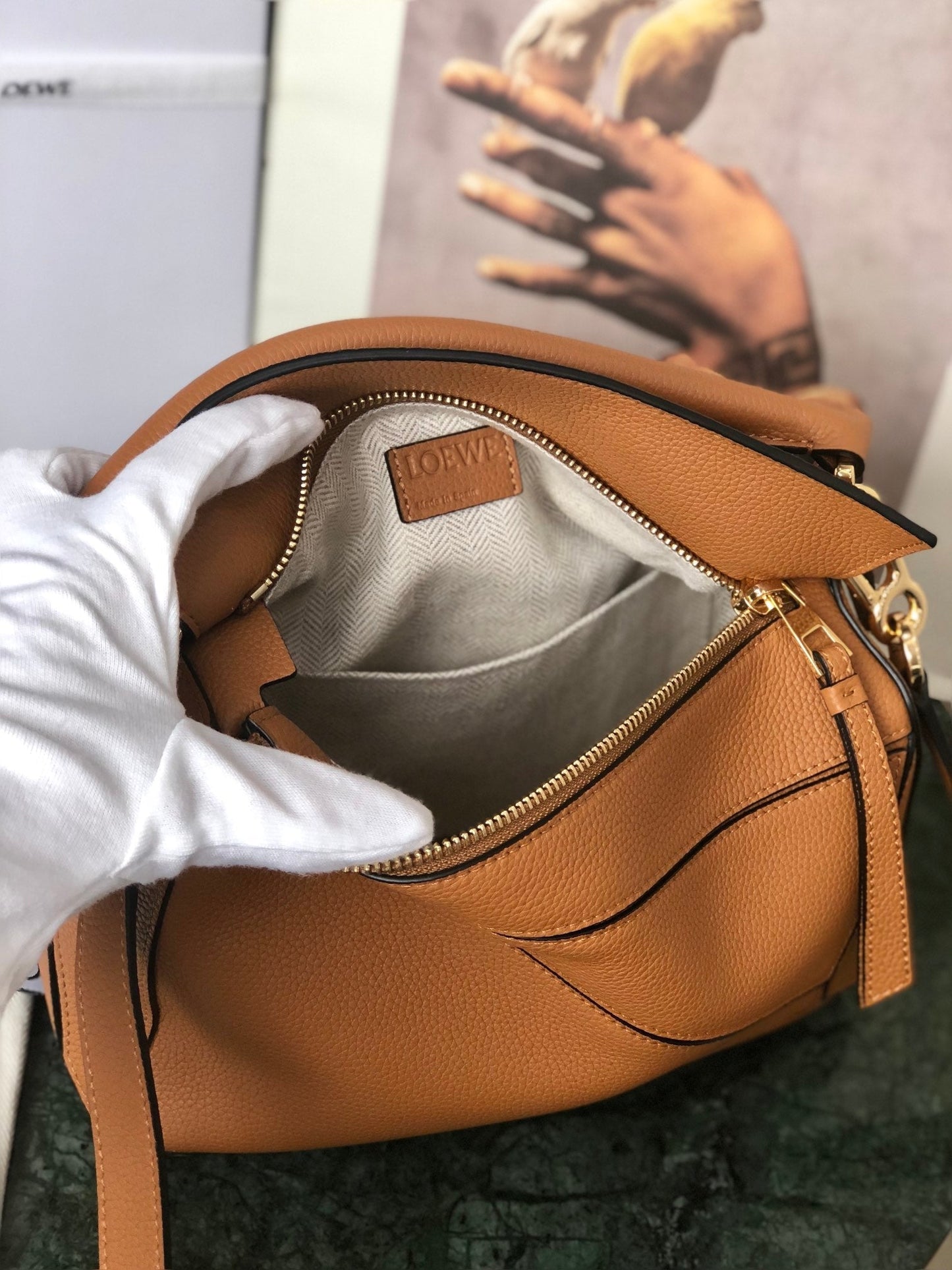 LOEWE Puzzle Edge Anagram Handbag Brown, 24*14*11cm