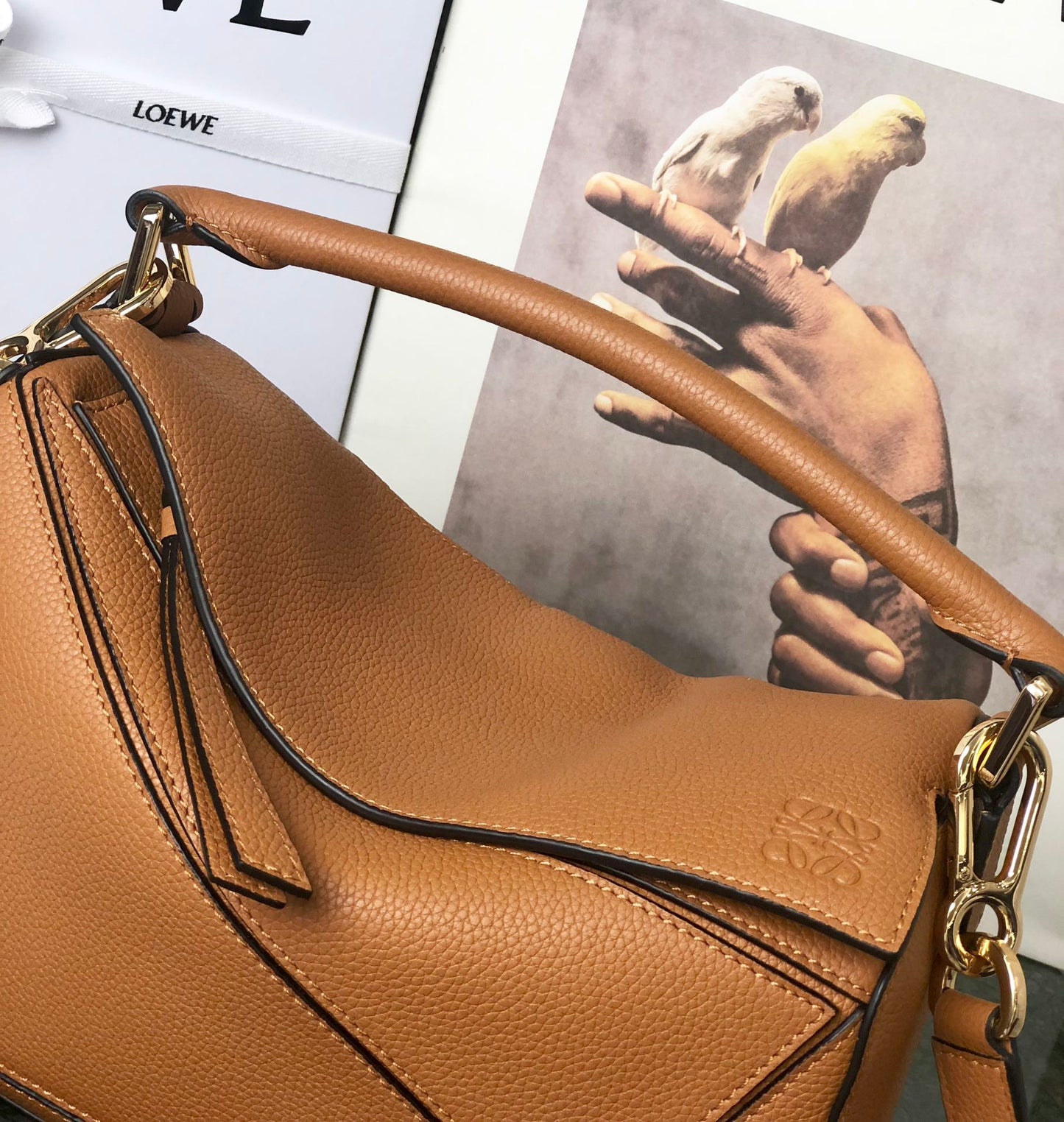LOEWE Puzzle Edge Anagram Handbag Brown, 24*14*11cm