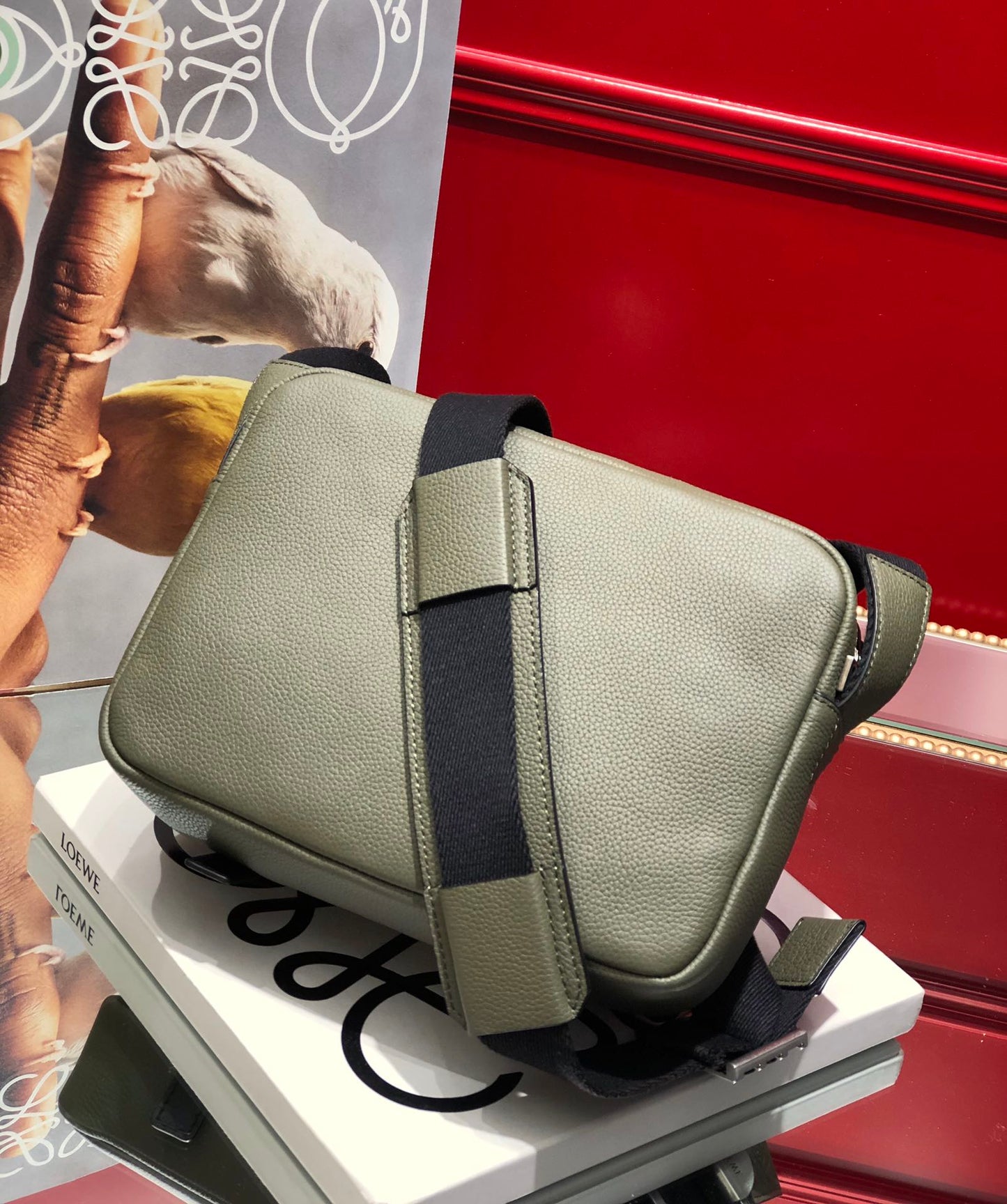 LOEWE Military Messenge Bag Grey, 23×18×9cm