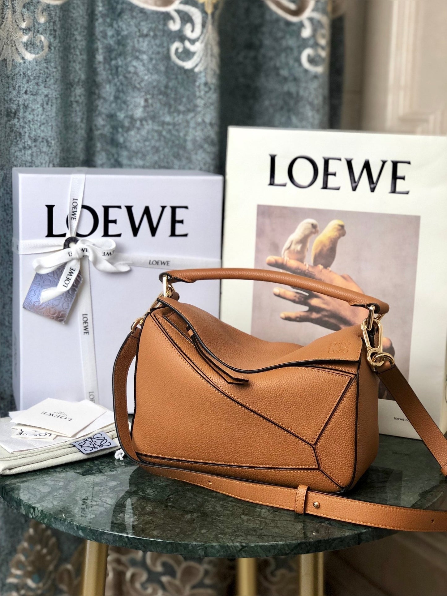 LOEWE Puzzle Edge Anagram Handbag Brown, 24*14*11cm