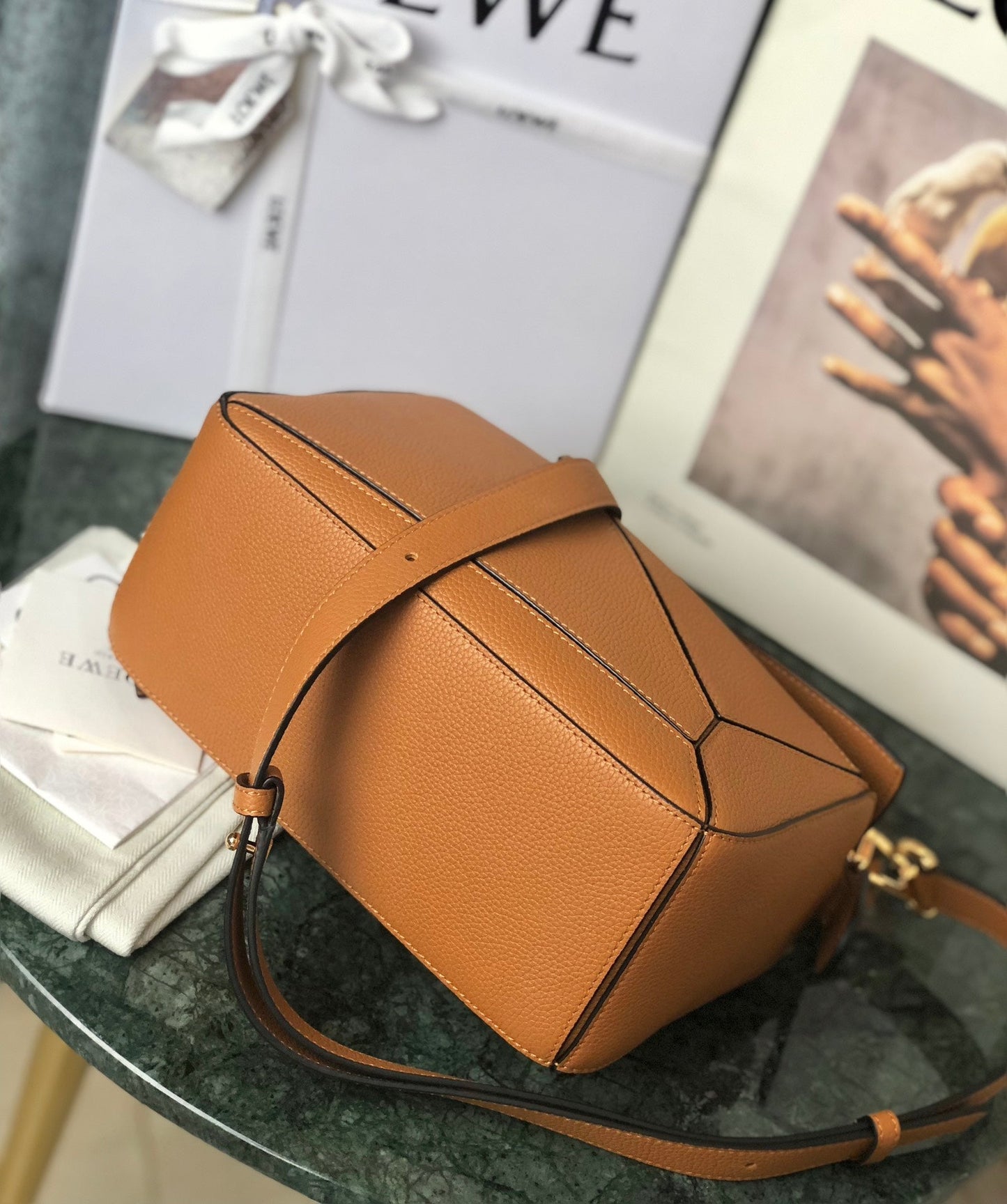 LOEWE Puzzle Edge Anagram Handbag Brown, 24*14*11cm
