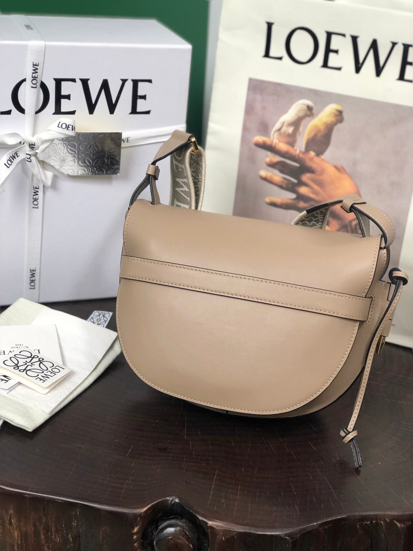 LOEWE Gate Bow knot Crossbody Leather Bag, 20*19*11.5cm