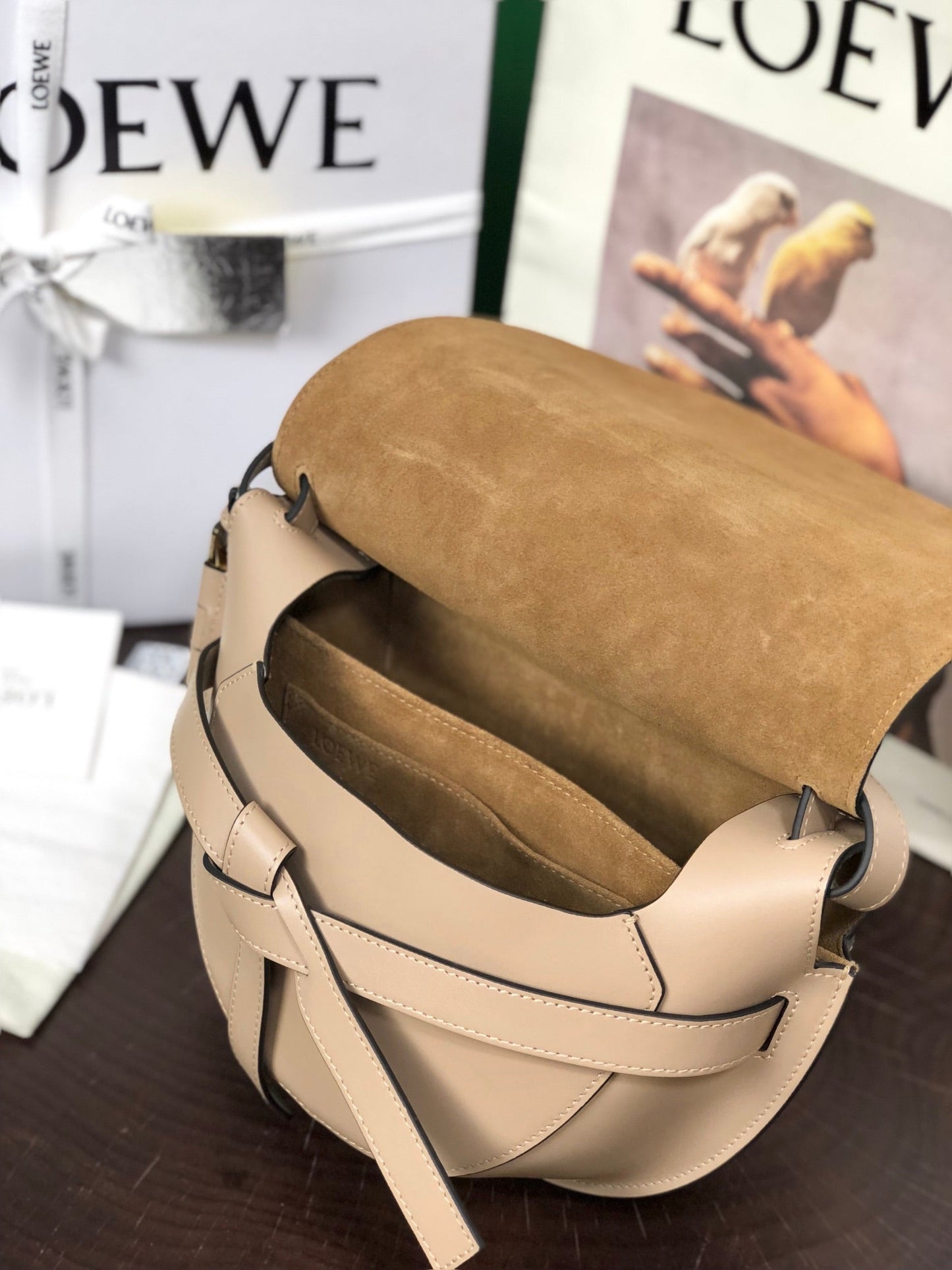LOEWE Gate Bow knot Crossbody Leather Bag, 20*19*11.5cm