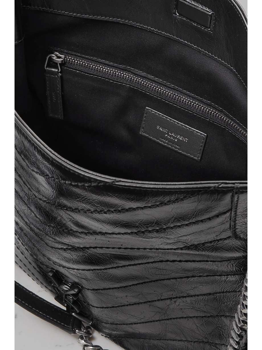 SAINT LAURENT YSL Shopper Tote Bag in Crinkled Leather