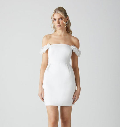 Women Sexy Bandage Mini White Dress